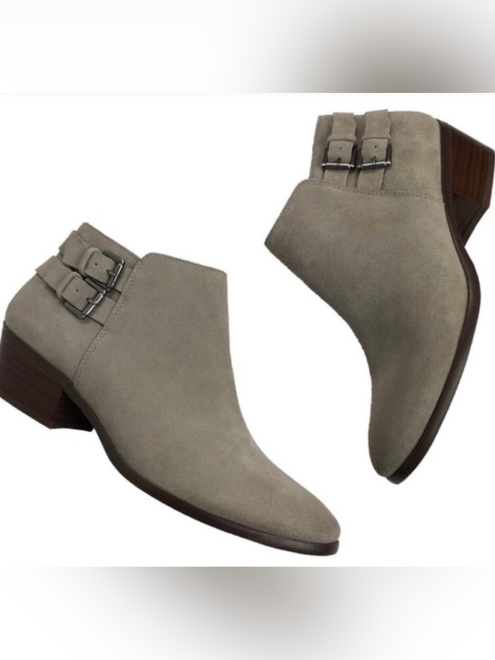 50%offw❤️ SAM EDELMAN Womens Gray Suede Leather Ankle Boots Heels Sl -l6.5 S21